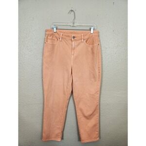 Chico's So‎ Slimming Girlfriend Slim Cropped Pants Peach Casual Comfort Size 10